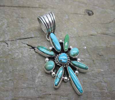 American Indian Pendant Sterling  & Pilot Mountain Turquoise
